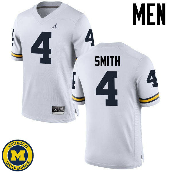 Men Michigan Wolverines #4 De'Veon Smith White Fashion Jersey